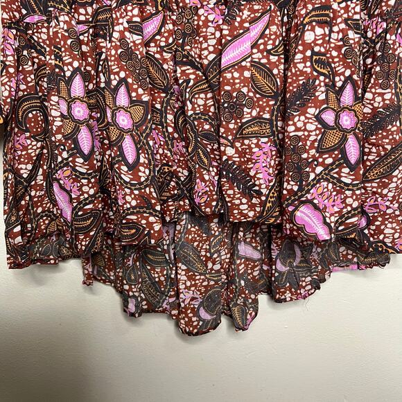 Xirena 2 Piece Set Aimi Top & Iris Skirt Earth Tone Brown Pink Bohemian Peasant - Picture 8 of 14